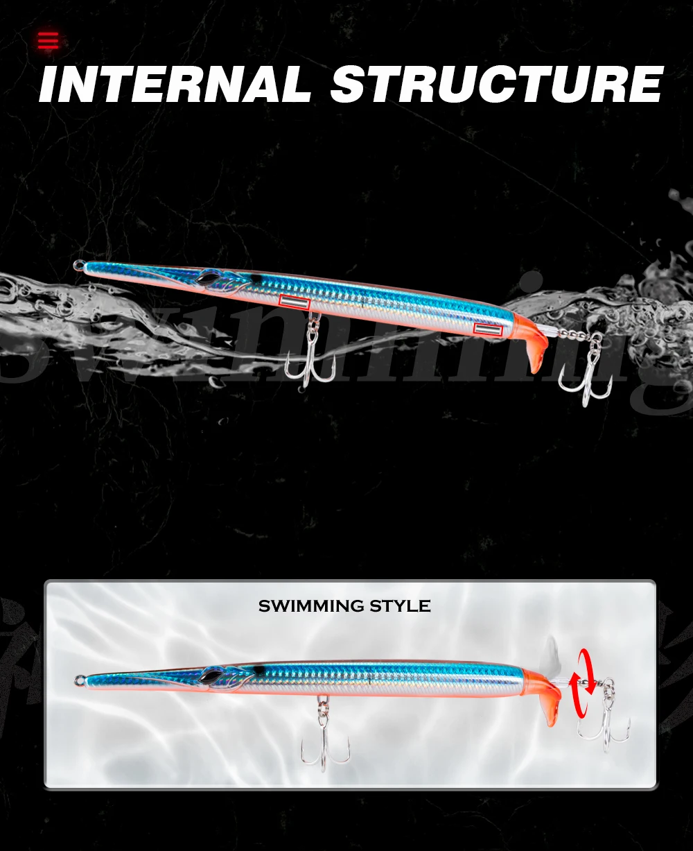 Hunthouse Propeller Needle Lure 225mm/40g Schwimmender Pencil-Köder Oberflächenköder Aguglia Turbo für Blaufisch und Seebarsch – Detail 9