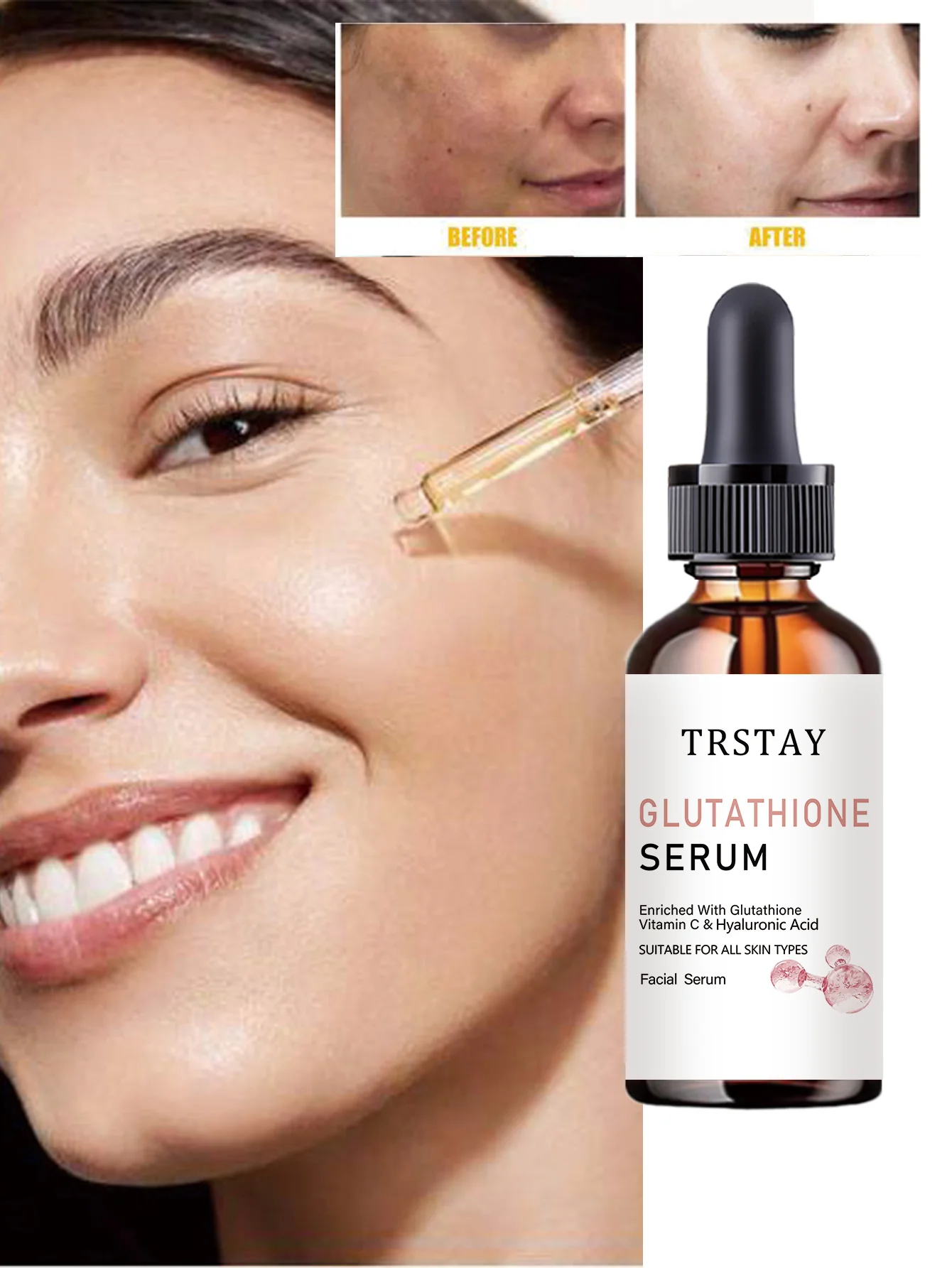 Hydrating Brightening Serum for Dry Skin Repair Fine Lines Firm Elastic Skin Whitening Moisturizing Refreshing Facial Treatment - Image 2