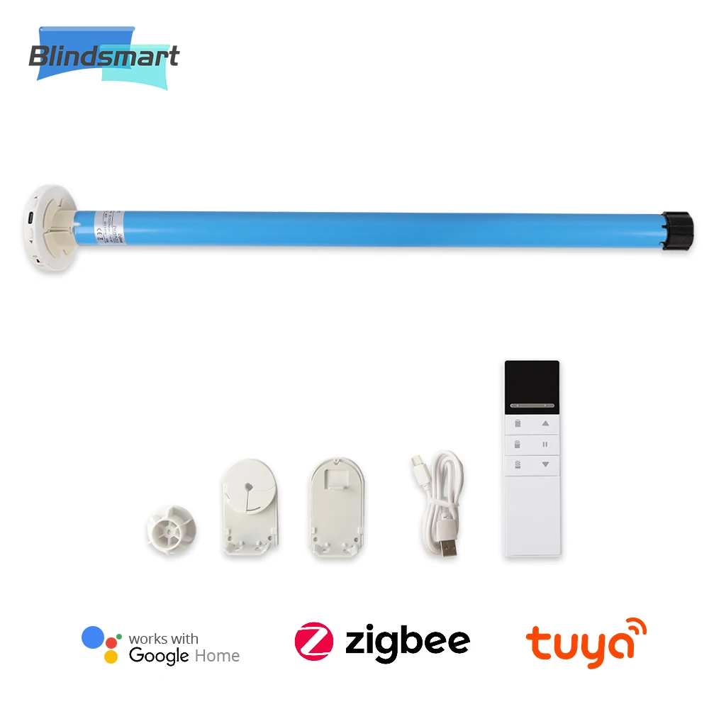 Перезаряжаемый роликовый двигатель Blindsmart Tuya Zigbee для трубки 30 мм, умный электрический двигатель Alexa Google Home, умный пульт