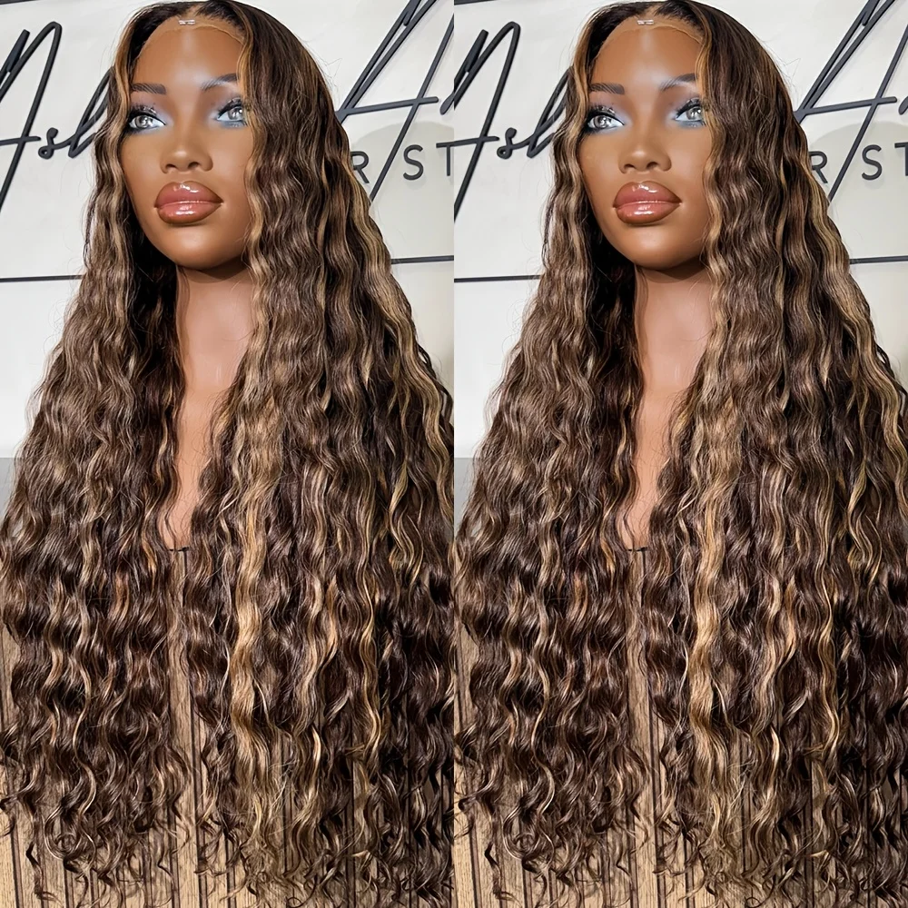 Highlight Wig Human Hair Water Wave Lace Front Wig 13x6 Hd Lace Frontal Wig P427 Colored Hair Wigs 38 Inch Long Loose Deep Wig