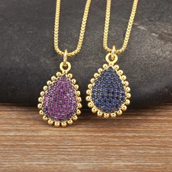 Nidin Classic New Design Irregular Geometric Waterdrop Shape Zircon Pendant Necklace Female Clavicle Chain Jewelry Daily Gifts