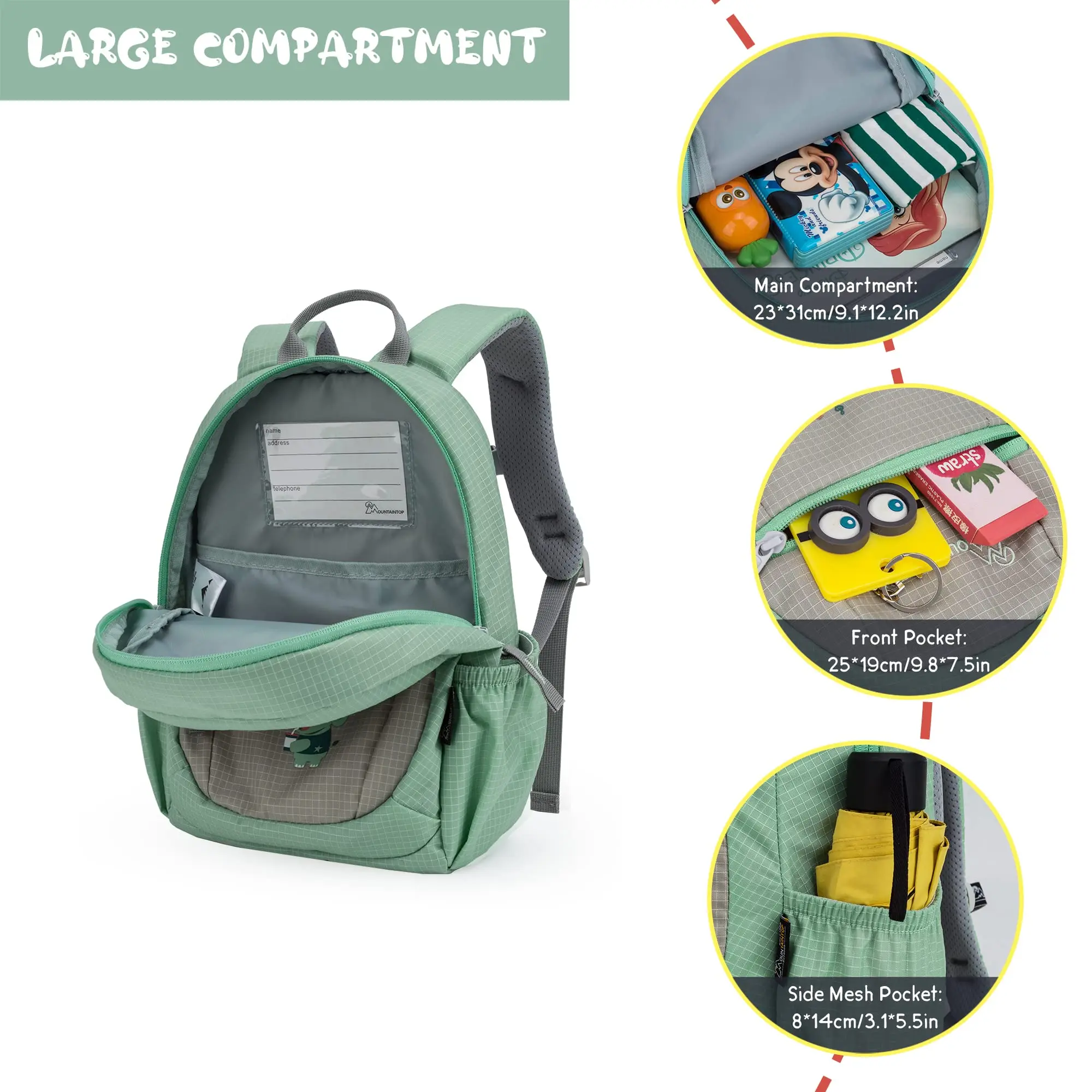 MOUNTAINTOP Mochila Escolar de Nylon para Niños y Niñas, Mochila Duradera para Niños de Primaria