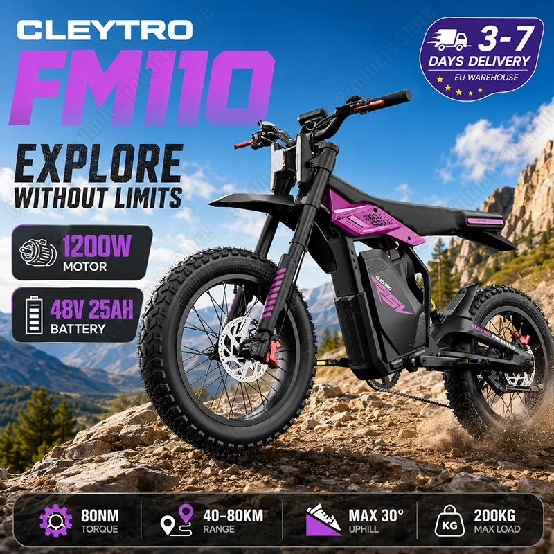 CLEYTRO FM110 Erwachsenen-Allterrain-Elektrofahrrad 1200W Motor 48V25AH Akku Hydraulische Scheibenbremsen 20-Zoll Schnee-Offroad-Reifen Elektrofahrrad