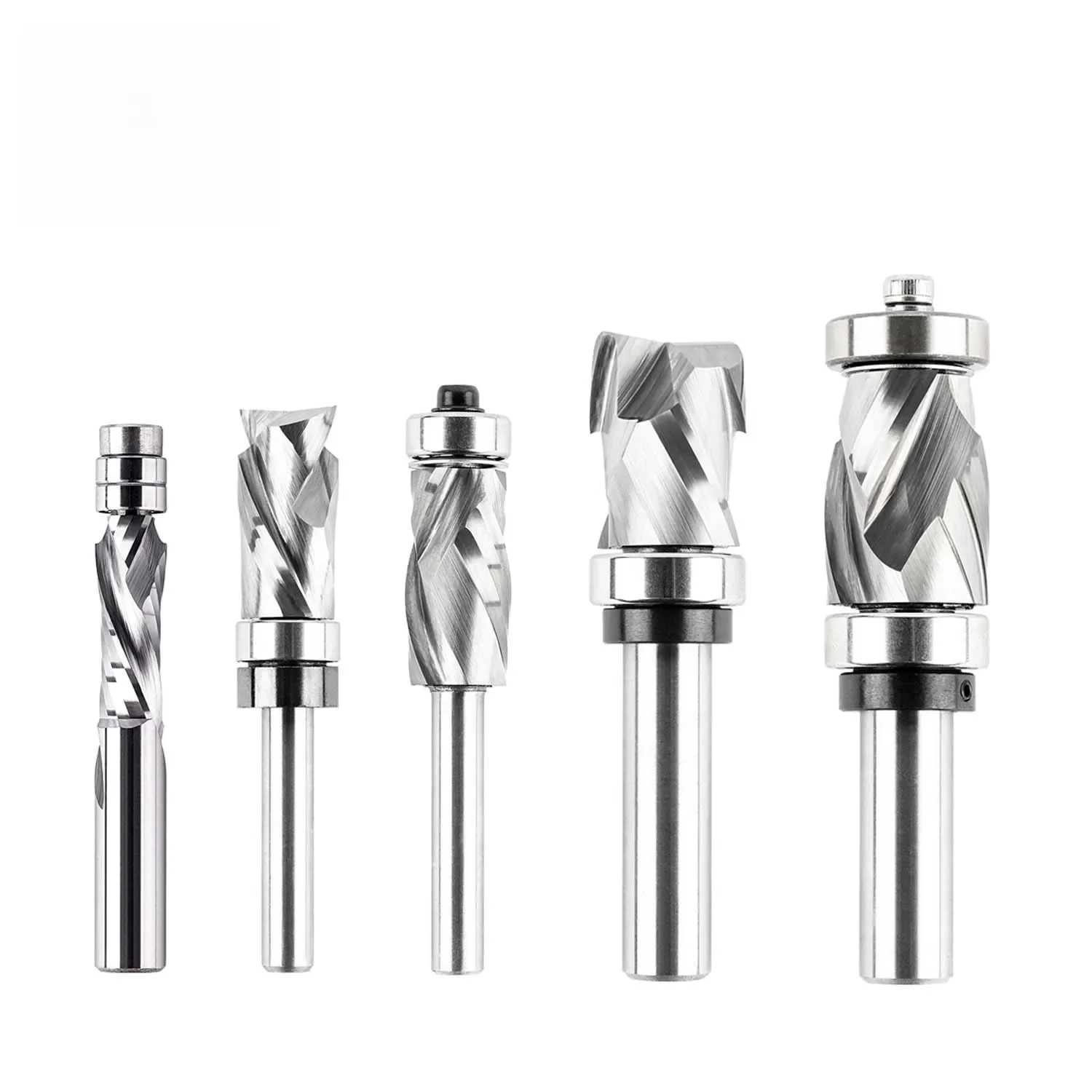 1PC Dreanique Router Bit Two Flute Flush Trim Wood Milling Cutter UP&DOWN Cut Mill with Bearing 1/4 1/2 Shank Spiral End Mill