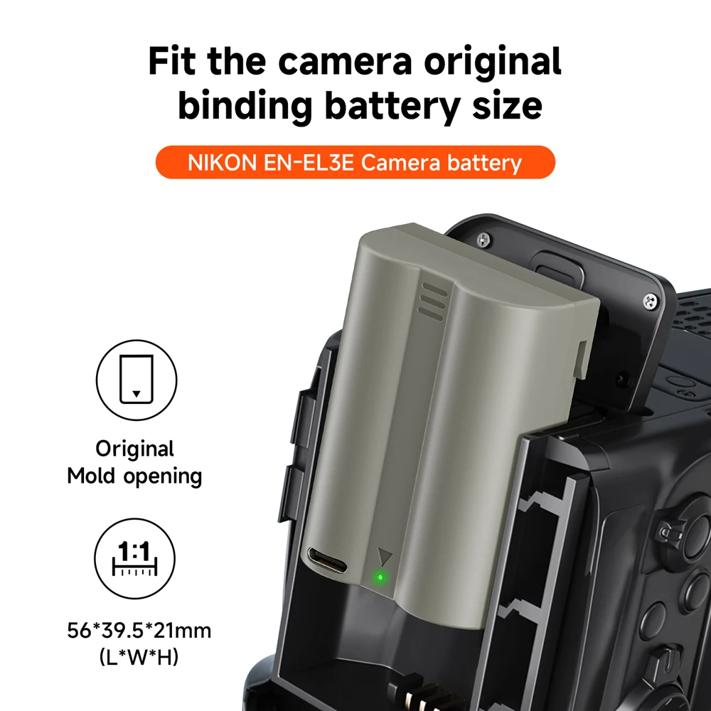 2450Mah EN-EL3E Bateria Enel3e Li-Ion Batterij Met Type-C Laadpoort Voor Nikon D50 D70 D 70S D80 D90 D100 D200 D300 D 300S D700
