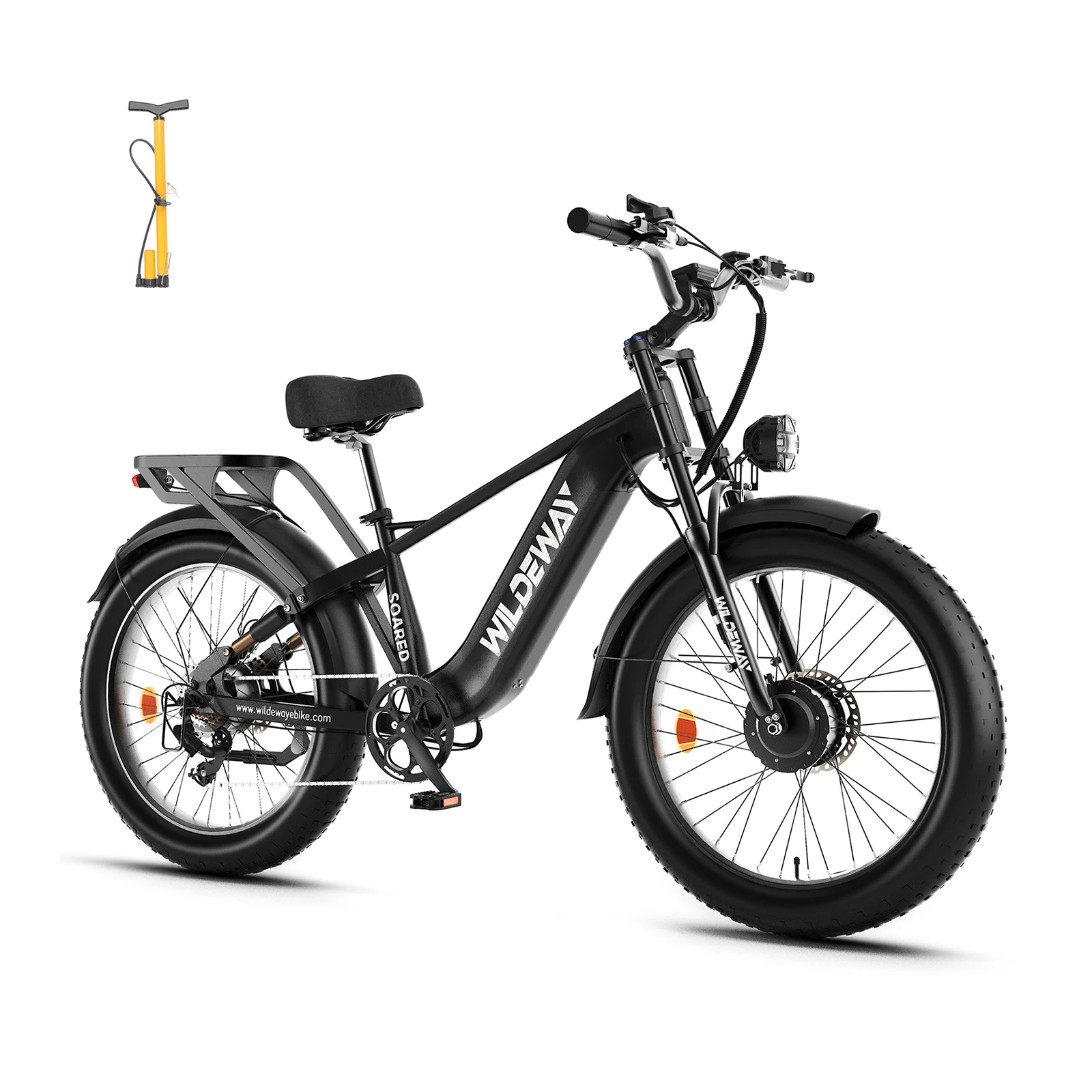 Wildeway Elektrofahrrad mit Doppelmotor, großer Reichweite, 48V 20Ah Akku, 26×4,0" All-Terrain-Fat-Reifen, 136Nm Drehmoment, Elektro-Mountainbike & Citybike
