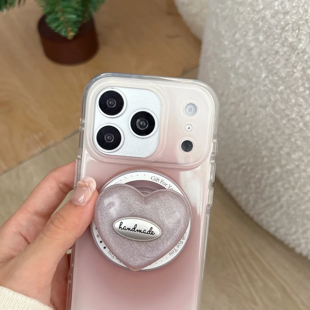Koreańskie etui na telefon INS w kolorze brązowym z motywem kwitnącej miłości, z uchwytem MagSafe, do modeli 14, 15, 16, 17 Pro Max, etui ochronne, modne, słodkie etui na telefon. — zdjęcie produktu 4