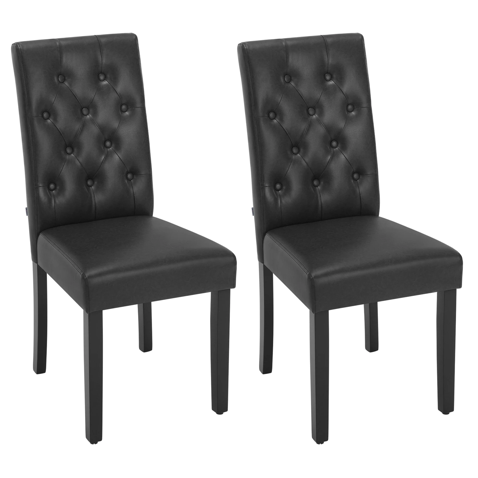 2PCS/SET Faux Leather Dining Chairs Kitchen Chair with High Back Upholstered Padded Chair for Living Room Restaurant