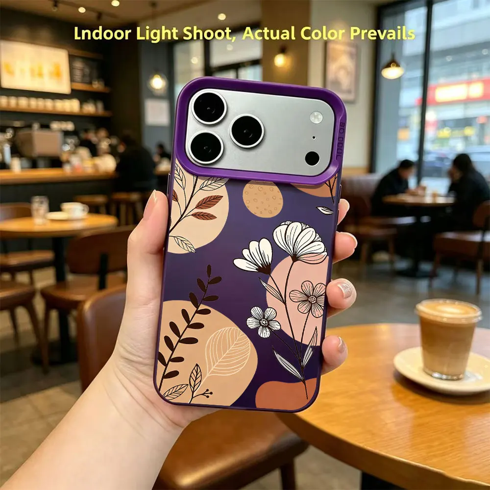 Abstract Floral Pattern Phone Case For iPhone 17 16 15 14 13 12 11 Pro Xs Max Plus Air Mini XR X 17e 16e IMD Anti-Slip Cover