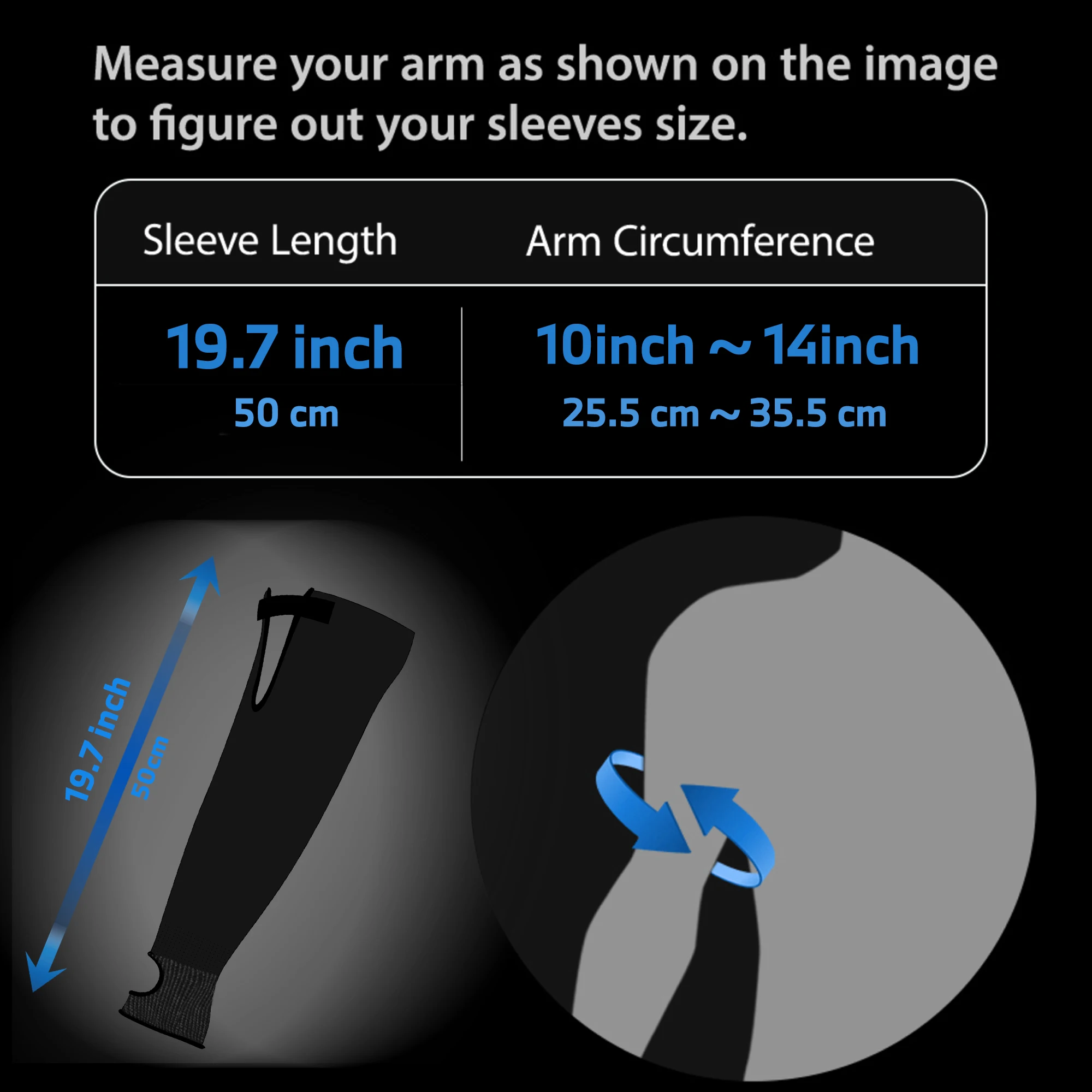 1 Pair Black Arm Protection Sleeves for Outdoor Work, Gardening, Mechanic, Construction