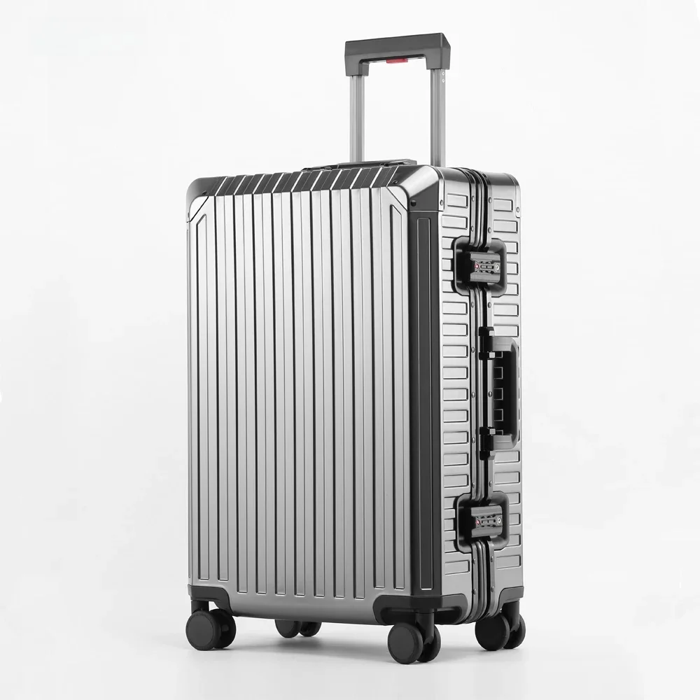 Nieuwe Stijl Alle Aluminium 20 "24" 28 "Inch Reiskoffer Carry op Luxe Koffer Metalen Trolly tas Universele Wielen - afbeelding 2