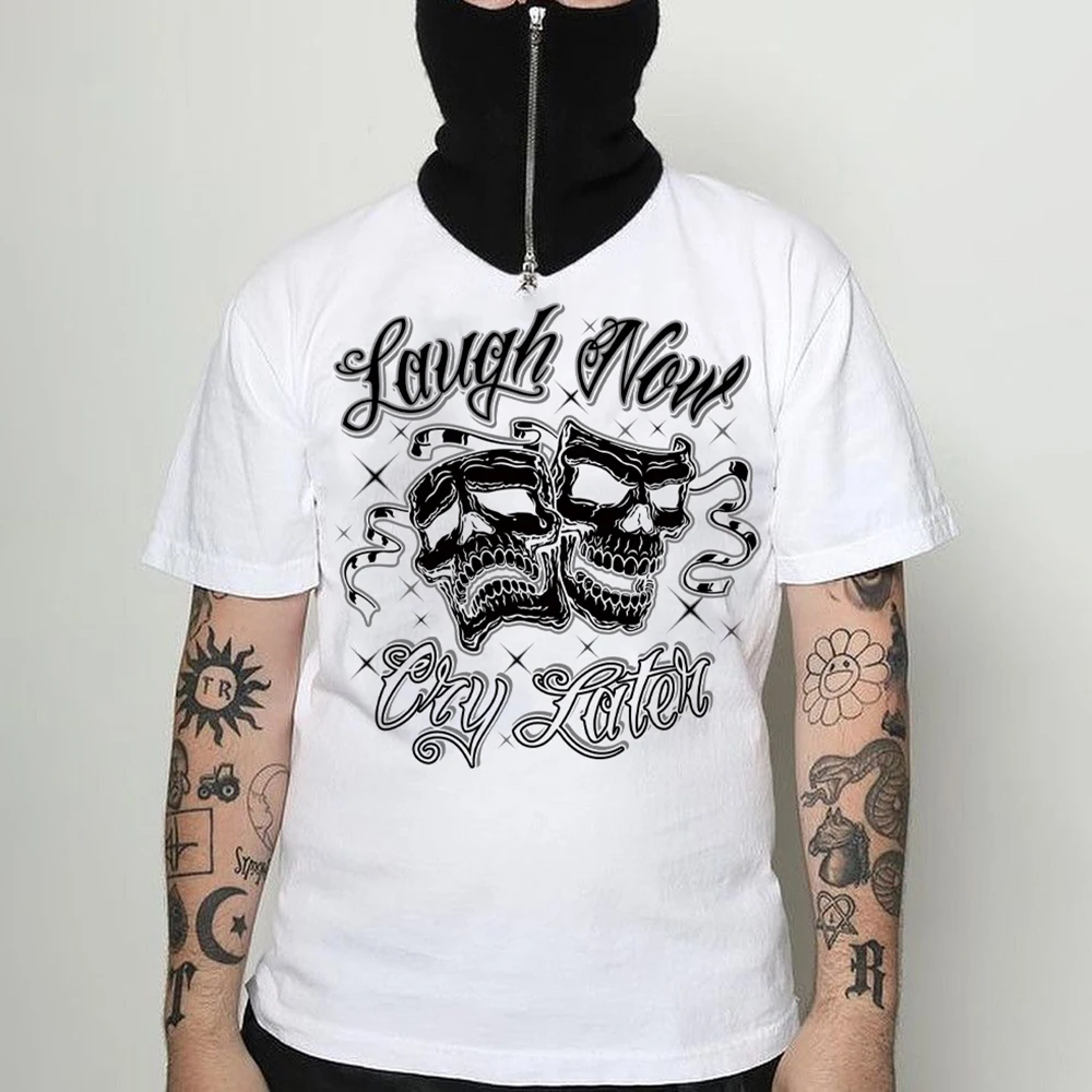 

Rock Y2k Tops Harajuku Punk T-shirt Short Sleeve High Quality Cotton Men's T-shirt Men's Clothing Summer Casual Vintage Tops Tee