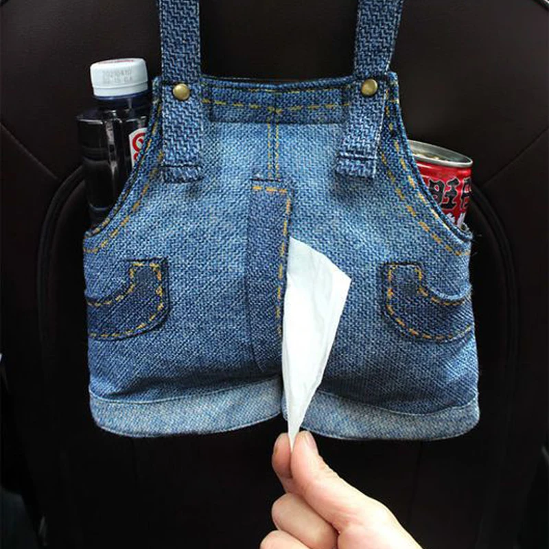 

Jeans Style Car Seat Back Storage Bag for Tissue Cup Holder Car Backseat Hanging Organizer interior Accessories