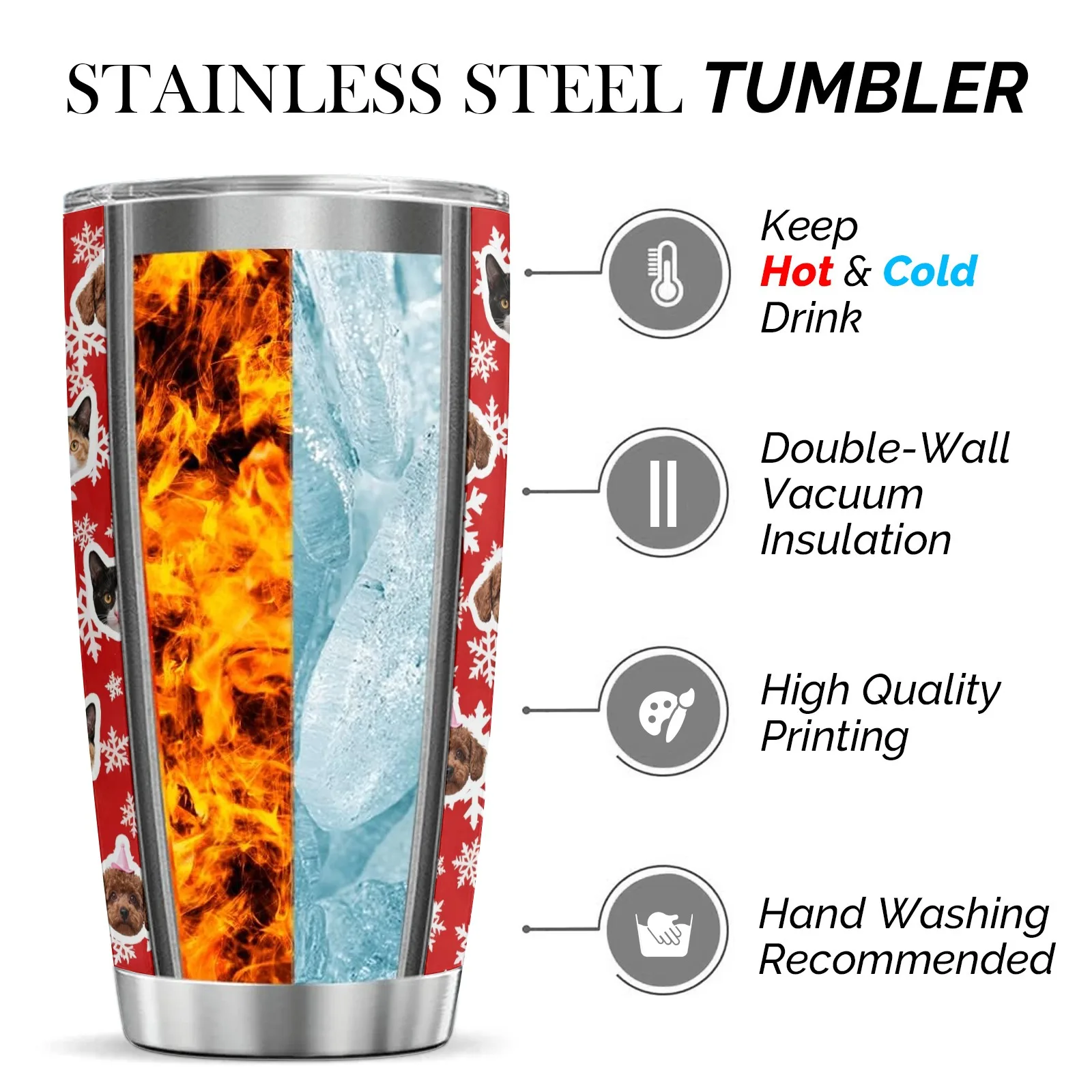 كوب ماء مخصص 20 أونصة مخصص لعيد الميلاد للحيوانات الأليفة معزول كوب شخصي للسفر للكلاب هدايا عيد الميلاد #5