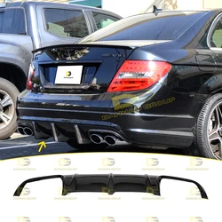 Merc. C Class W204 Pre-Facelift 2007 - 2011 AMG Model Rear Diffuser Left and Right Outputs Piano Gloss Black Surface Plastic