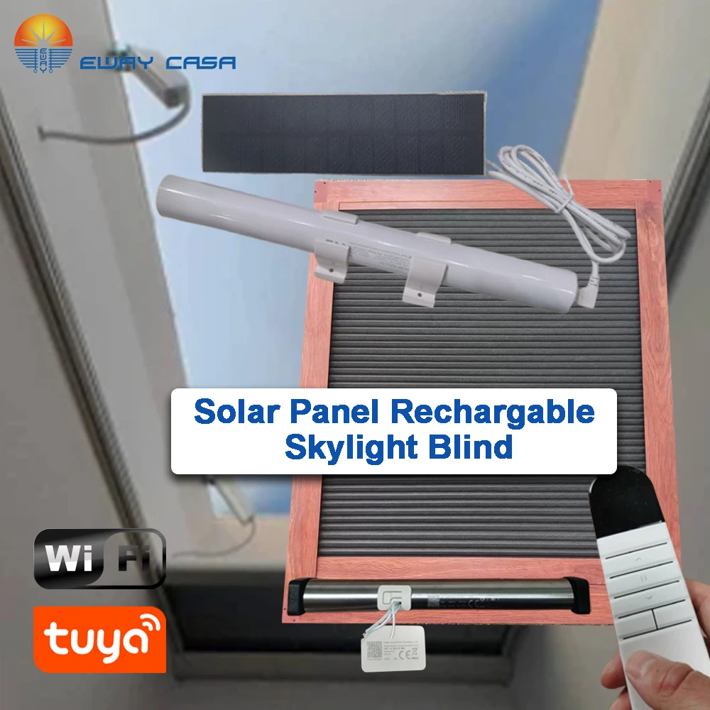 EWAY CASA Solar Smart Blind for Roof Windows Honeycomb Shade Electric Blackout Curtains  Skylight Smart Curtains HCB-SKHTUYA-LY