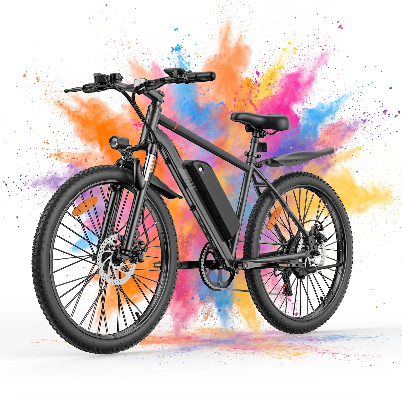 G02 E Bike 26 Zoll, Electric Bike, 90 km Reichweite, 36V 13Ah Akku, Shimano 7-Gang 25 km/h, 250W Motor, Doppelscheibenbremsen, LCD Display, 120 kg Belastung, E Mountainbike für Stadt,Durft,