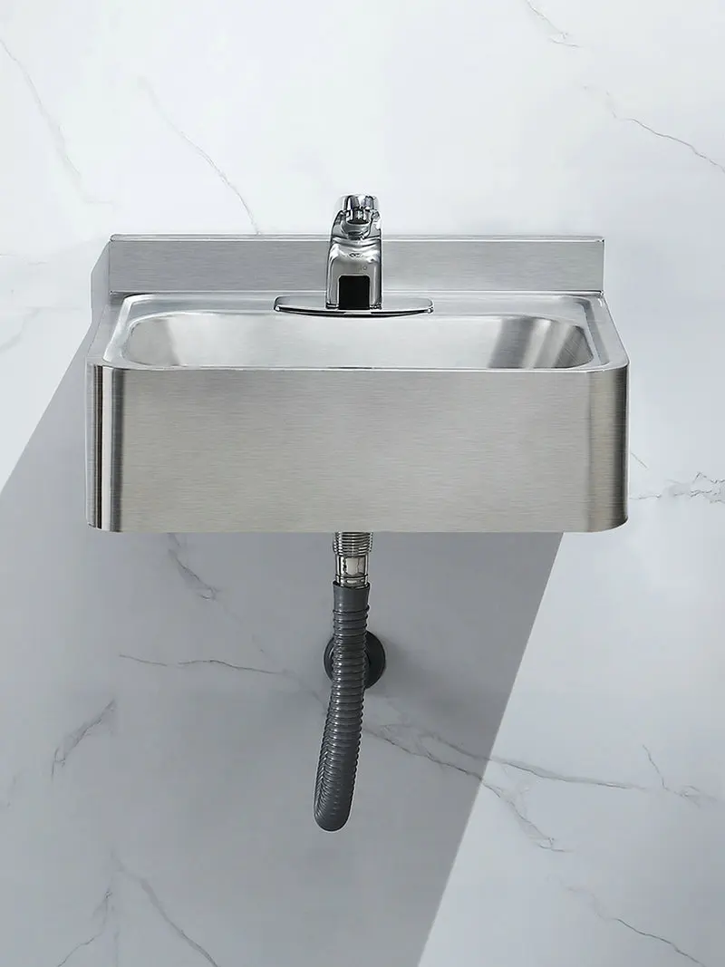 HQ Square Bracket Wall Mounted Stainless Steel 304 Bathroom Wash Kitchen Sink Outdoor Counter Basin with Faucet