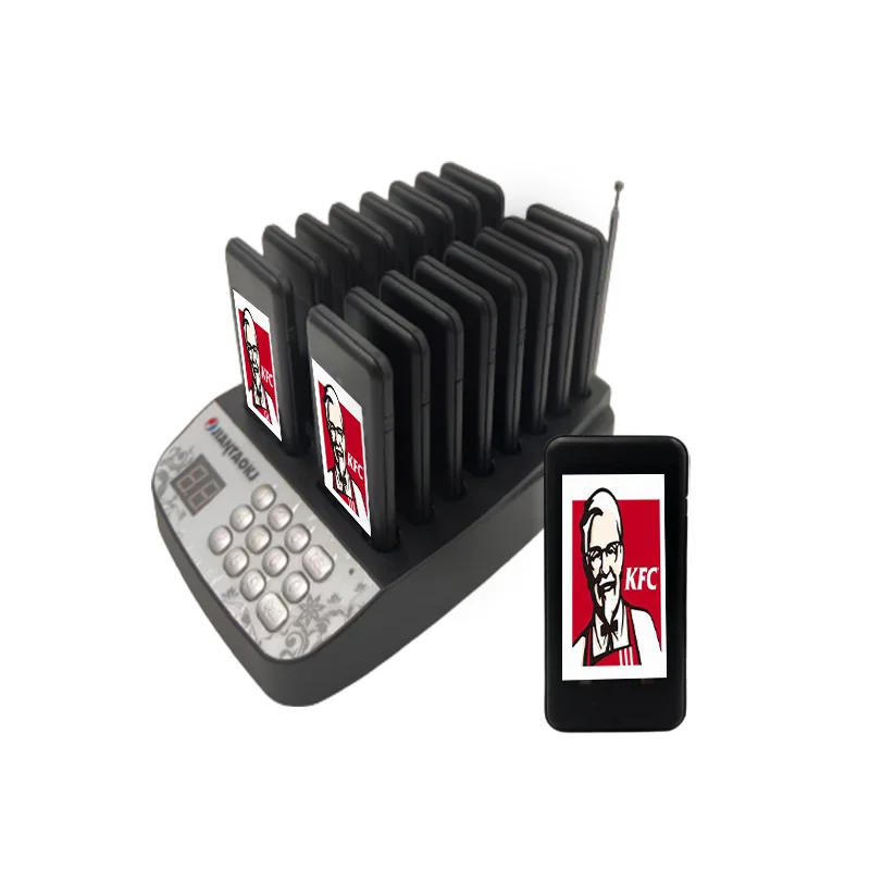 Restaurant Pager Black JT-911H With 16 Pager Wireless Calling System Buzzer For Hookah Fast Food Truck Coffee Service