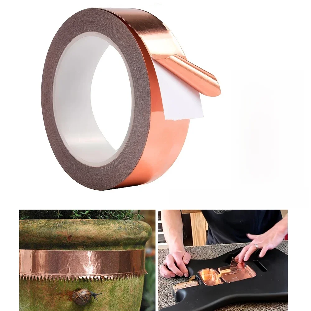 20M Koperfolie Tape Lijm Enkelzijdig Geleidende Slak EMI Afscherming DIY Circuit Elektrische Reparatie Tapes - afbeelding 2