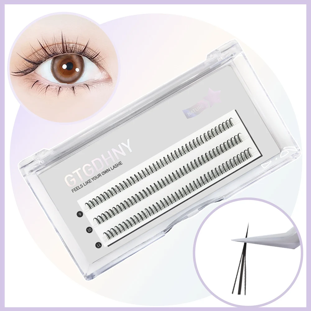 A/M Shape Spikes Fish Tail Cluster Eyelash Mix Heat Bonded Extension V Under Lower Lashes Individual Makeup DIY Premade Fan Set