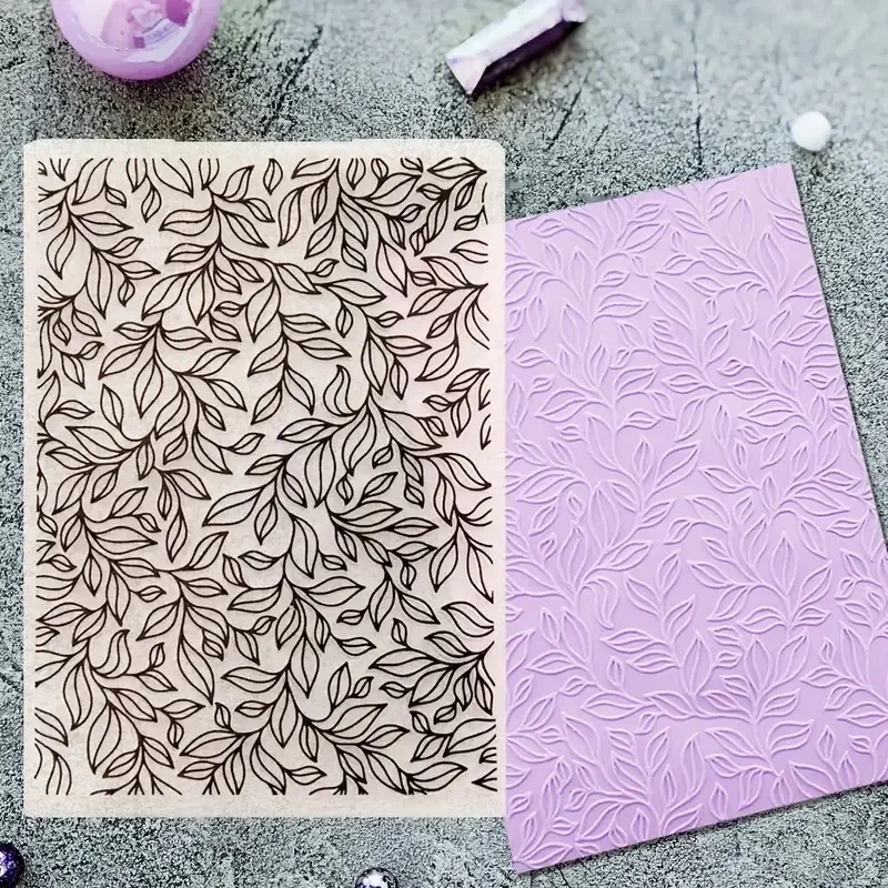 1 szt. Folder z wytłoczonym wzorem liść tło wzór plastikowy folder z wytłoczonym wzorem szablon maszyny do tworzenia kartek papier do scrapbookingu Album Cra — zdjęcie 2