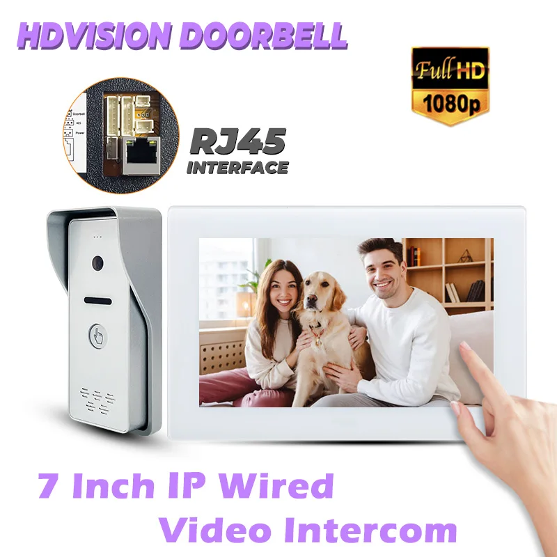 

Best Price 7 inch Wired Video Doorbell Night Vision with IP65 Rainproof Outdoor Camera Visual Intercom Two-way Video Door Phone