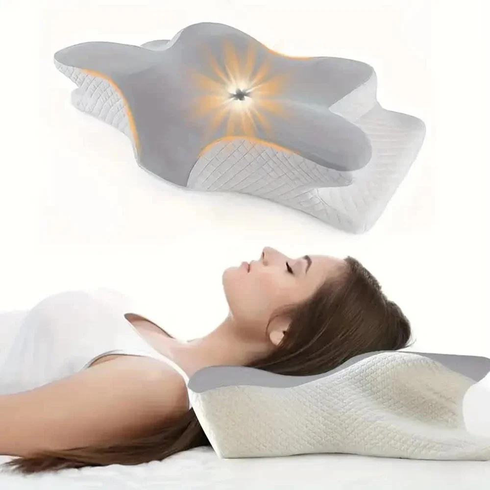 Memory-Schaum-Kissen, schmetterlingsförmig, entspannend, zervikal, langsamer Rückprall, Nackenkissen, Schmerzlinderung, zum Schlafen, orthopädisches Kissen, Bettwäsche
