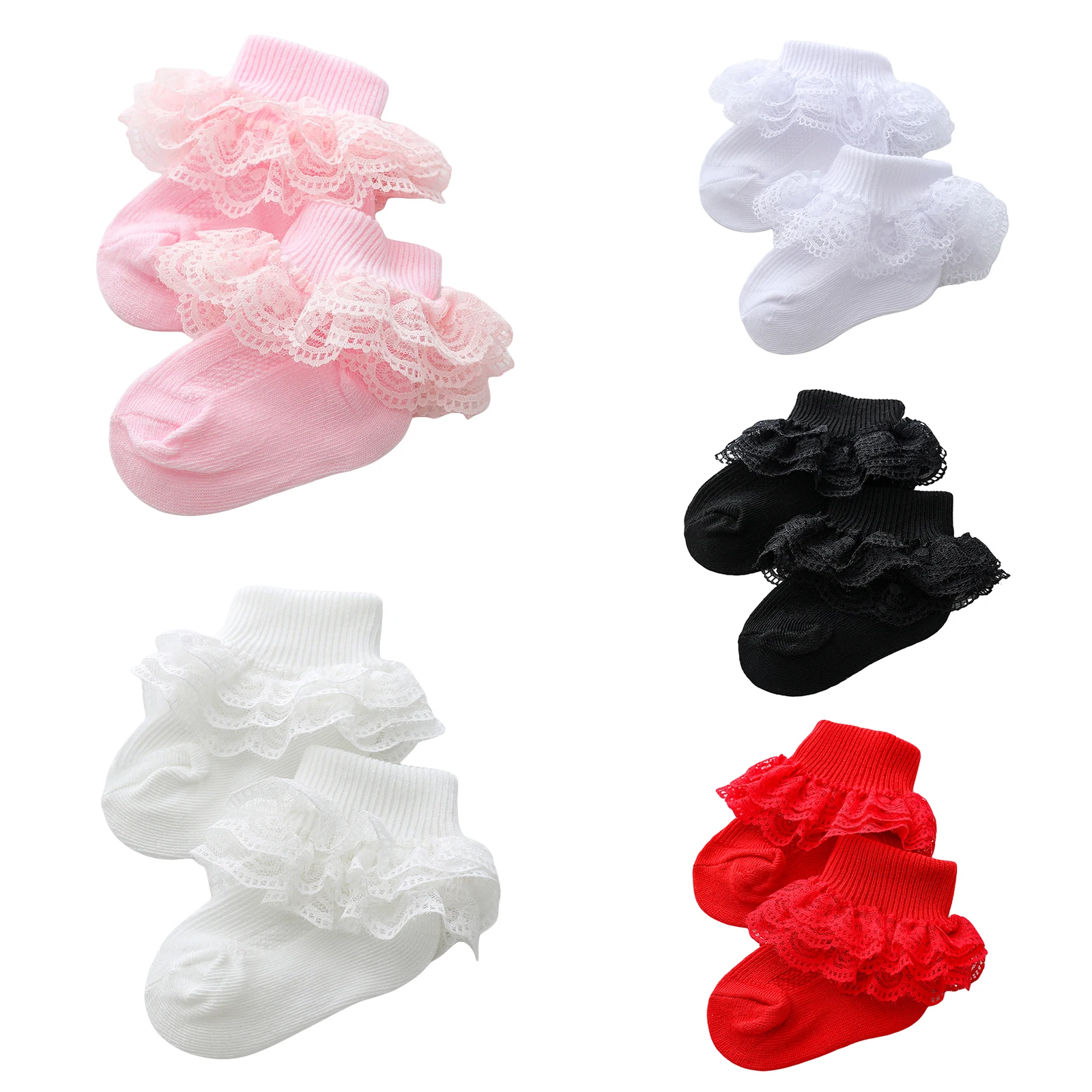 

0-12 Months Newborn Baby Cotton Sock Lace Princess Combed Cotton Socks for Girls Summer Spring Infant Babe Ruffle Short Socks