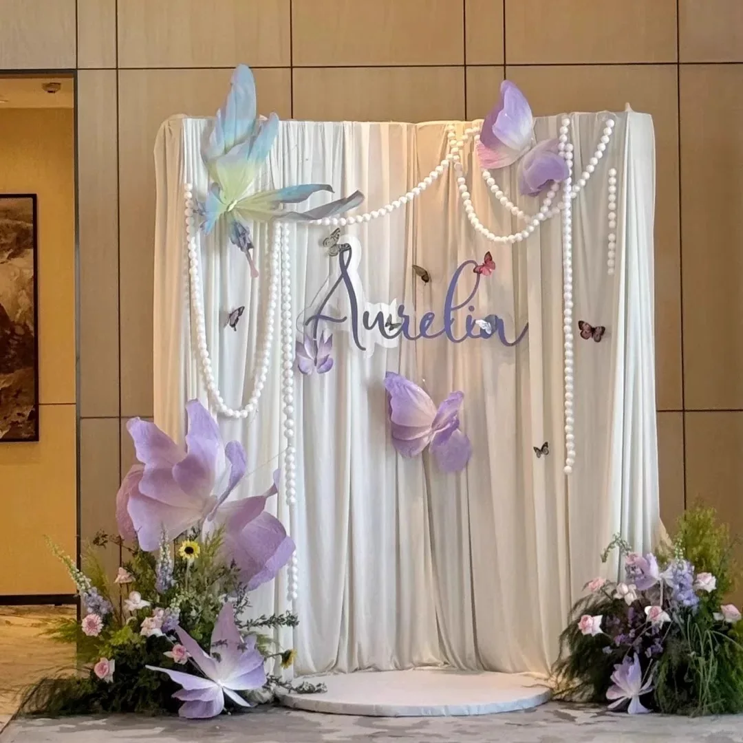 

Luxury White Ivory Lycra Wedding Backdrop Event Party Banquet Backdrop Drapes Curtain Hotel Stage Background Panel Customize