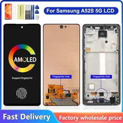 A52S LCD With Frame Replacement ,For Samsung A52s 5G SM-A528B A528N LCD Display Touch Screen Digitizer Assembly