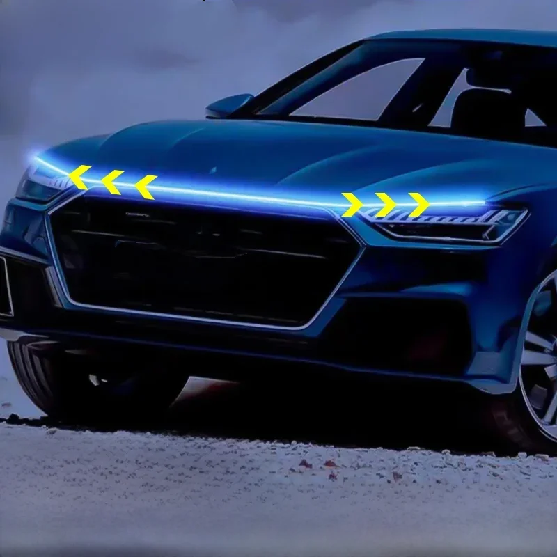 Feu de capot LED dynamique pour voiture, 12V, feu de jour, balayage de démarrage, Guide du moteur, bande lumineuse d'ambiance décorative étanche