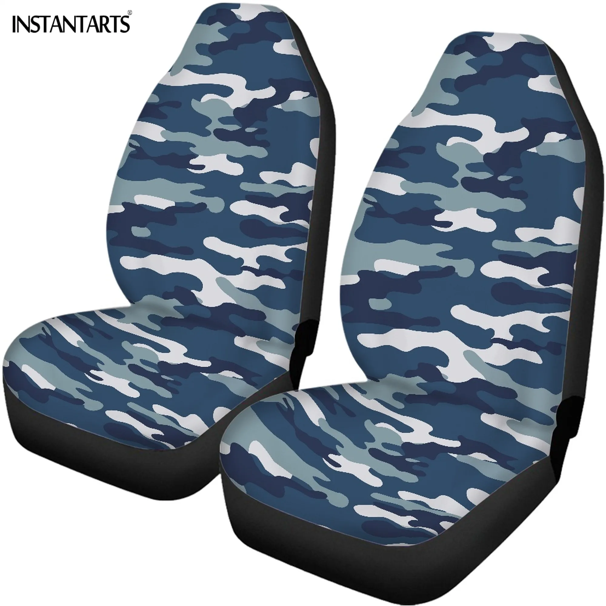 INSTANTARTS Personality Camouflage Prints Car Seat Covers Classic Fashion Easy to Install Protective Cushion for Most Automobile