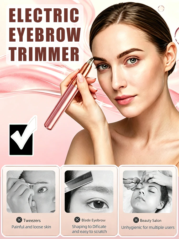 Electric Eyebrow Trimmer Face Eyebrow Cut Shaver Mini Portable Nose Hair  Shaver Epilator Eye tools Rechargeable view 2