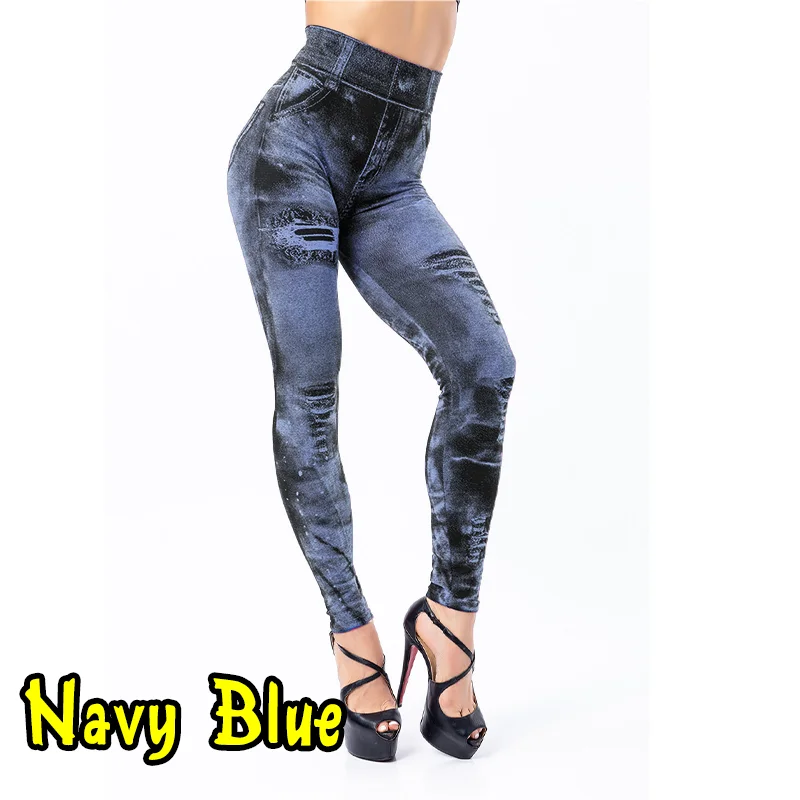 Frauen Imitation Jeans Stretch Leggings Mode Sexy Schlank Push-Up Dame Gym Leggings Kausalen Einfache Hohe Taille Streetwear Leggings