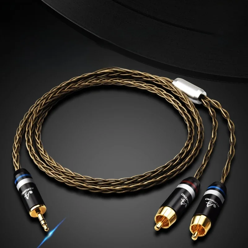 Ataudio Hifi 3.5Mm Naar 2rca Kabel Hi-End Verzilverde Pc Mobiele Mhone Versterker Interconnect 3.5 Jack Naar Rca Kabel - afbeelding 2