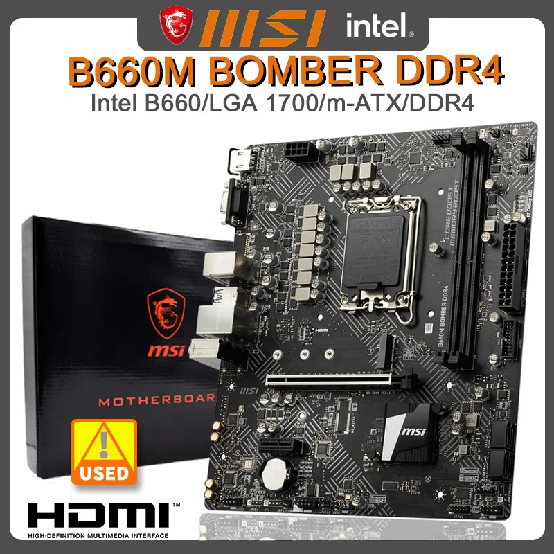 Intel B660M Motherboard MSI B660M BOMBER DDR4 LGA 1700 DDR4 64GB supports i9-14900F 14600 13900F 13100F 12400F cpu M.2 Micro ATX