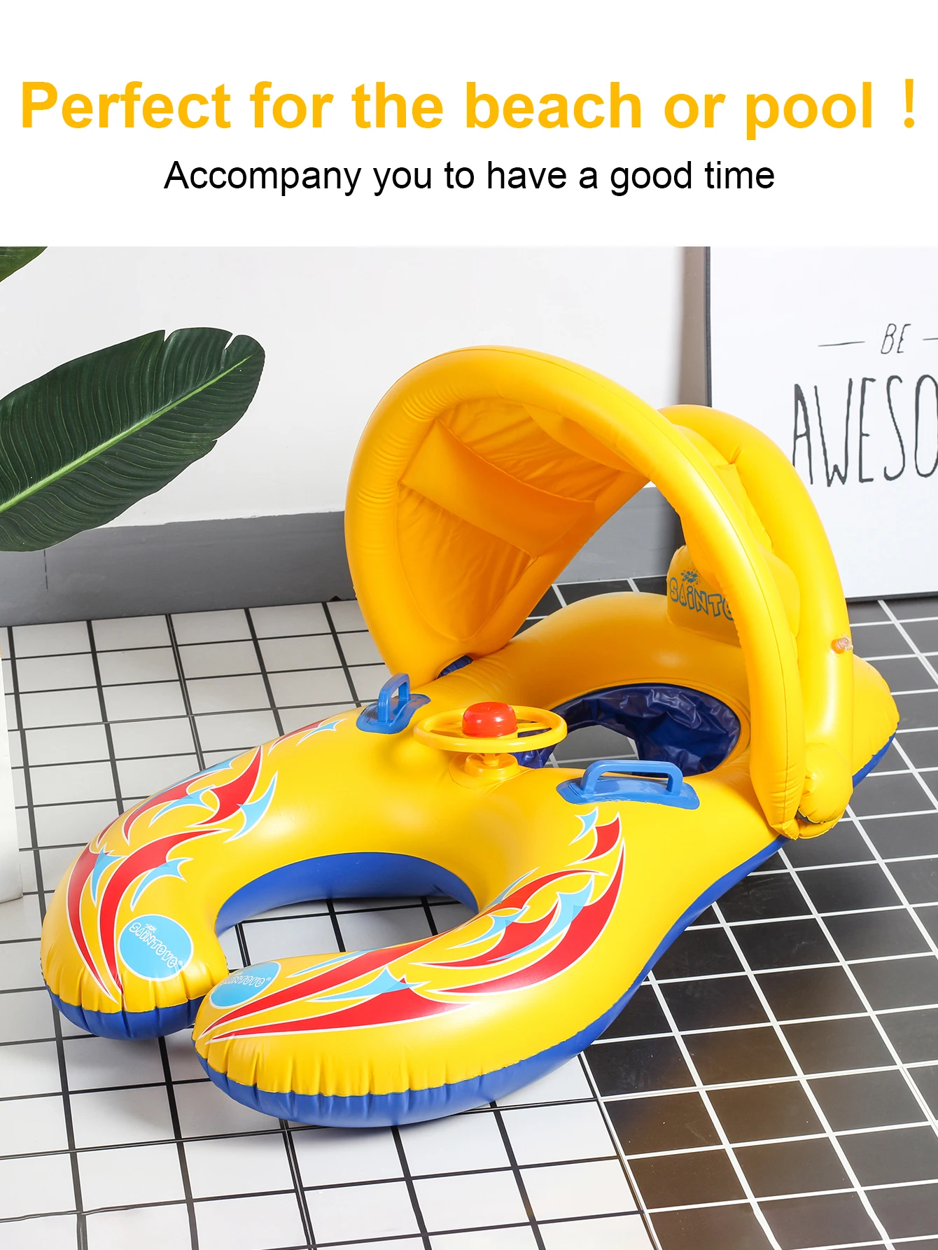 1PC Mommy and Me Pool Float with Removable Canopy,Pool Floats, Infant Seat Float for Swimming Pool