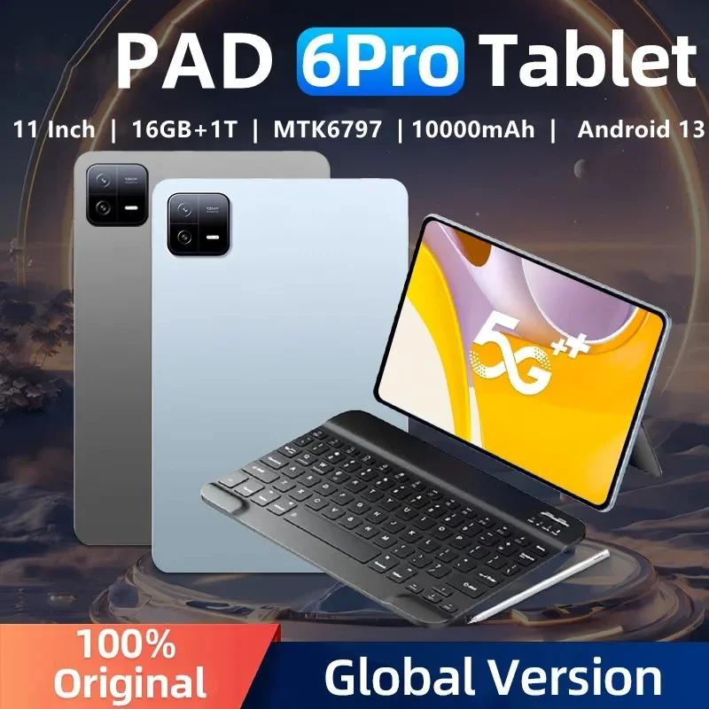 2024 oryginalny Pad Versie 6 Pro Tablet MTK6797 Android 13 16Gb 1Tb Dual Sim 10 Core Wps Bluetooth 5G Netwerk Mi Tablet Pc