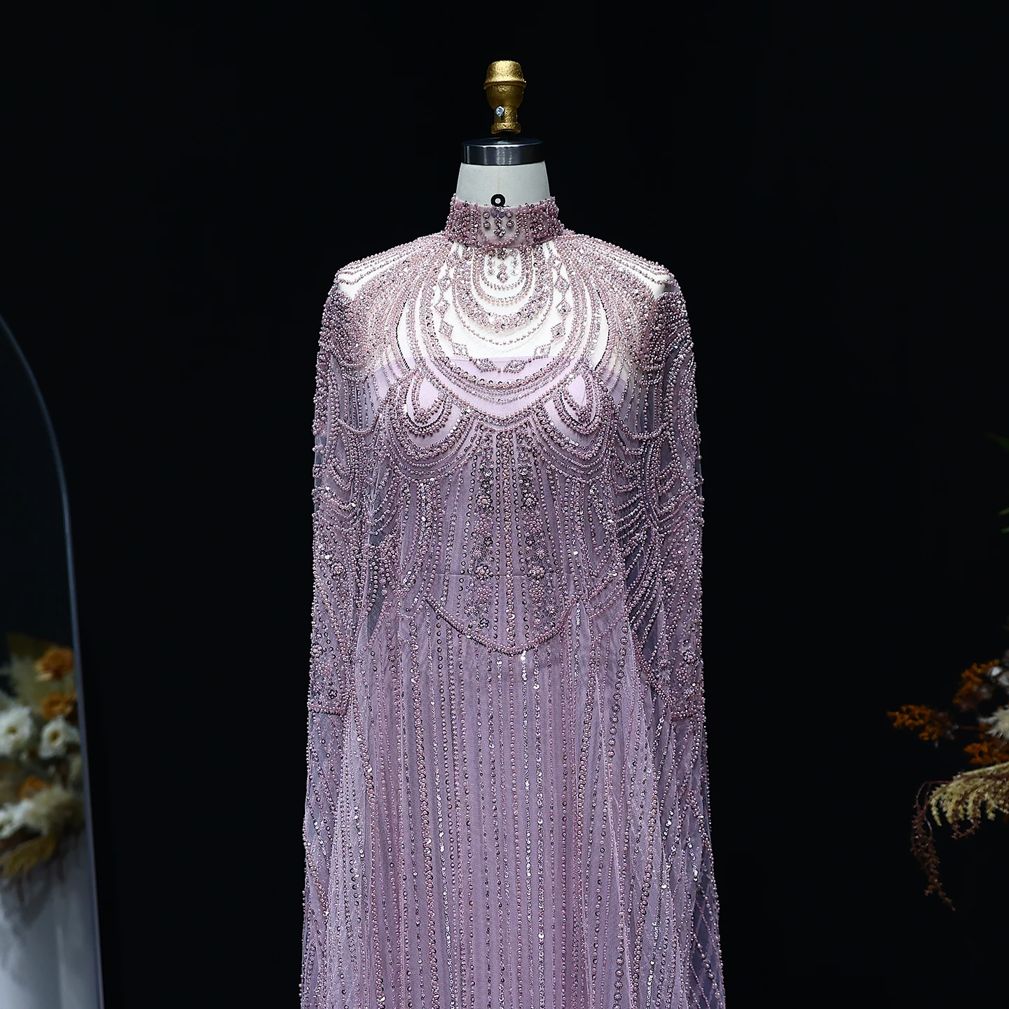 Sharon Said Luxuriöses Perlenbesetztes Dubai Nude Abendkleid für Arabische Frauen Hochzeit Eleganter Kaftan Formelle Partykleider SS780 Maßanfertigung – Detail 12
