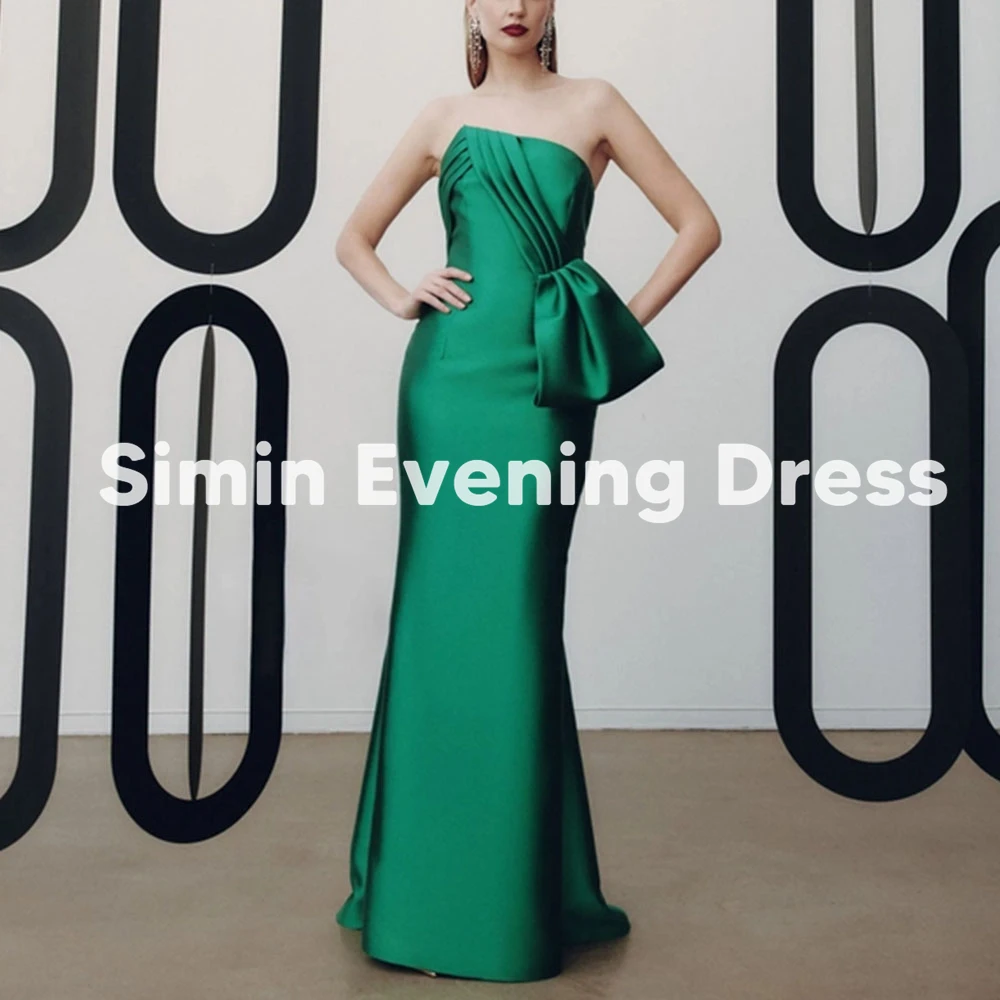 

Simin Women's Pleats Mermaid Strapless Draped Saudi Evening Dresses With Sleeveless Floor-Length Formal Elegant Dresses 2025