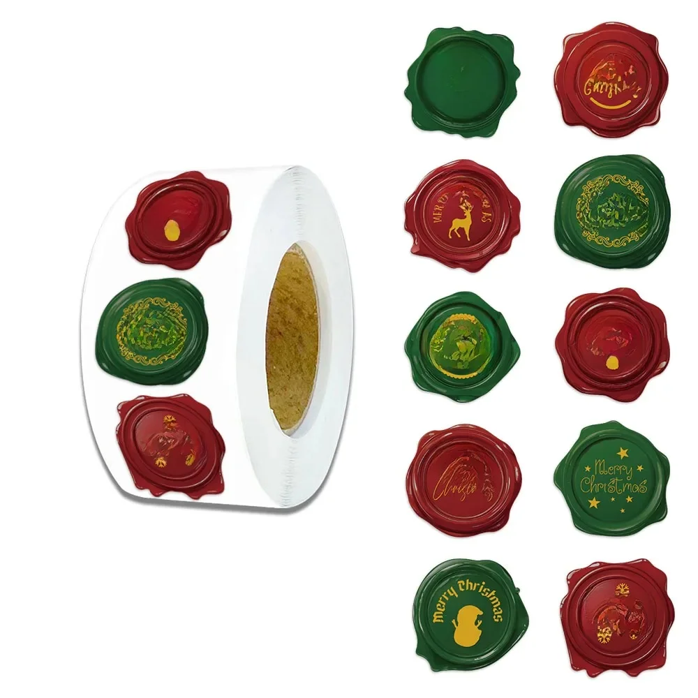 Rouleau d'autocollants de sceau de noël, 500 piÚces, étiquettes autocollantes exquises pour enveloppes, éléments de noël, sceau créatif de bénédiction décorative