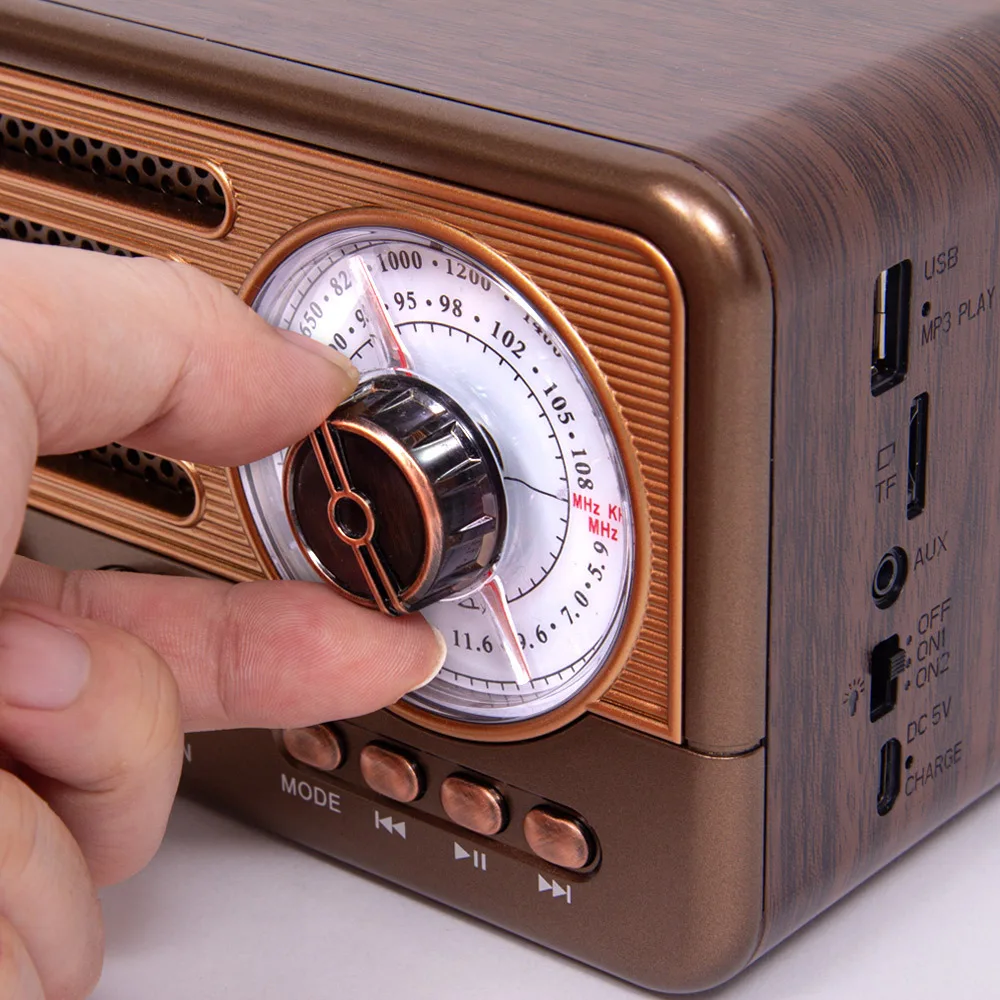 COBY 클래식 레트로 아날로그 블루투스 스피커 SD TF카드 음원 USB 탁상용 AM FM SW 라디오