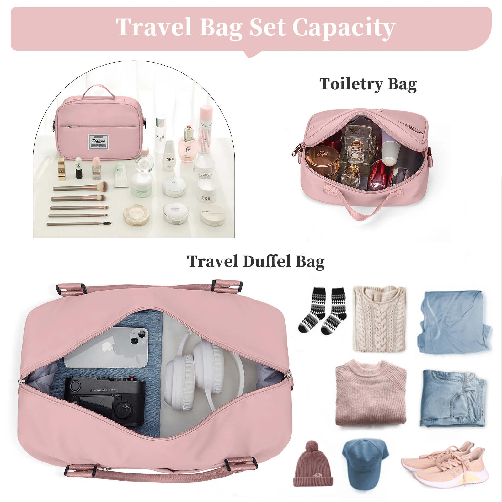 Weekender Bags for Women Personal Item Travel Bag with Shoes Compartment Overnight Travel Duffel Bag with Toiletry Bag Gym Bag