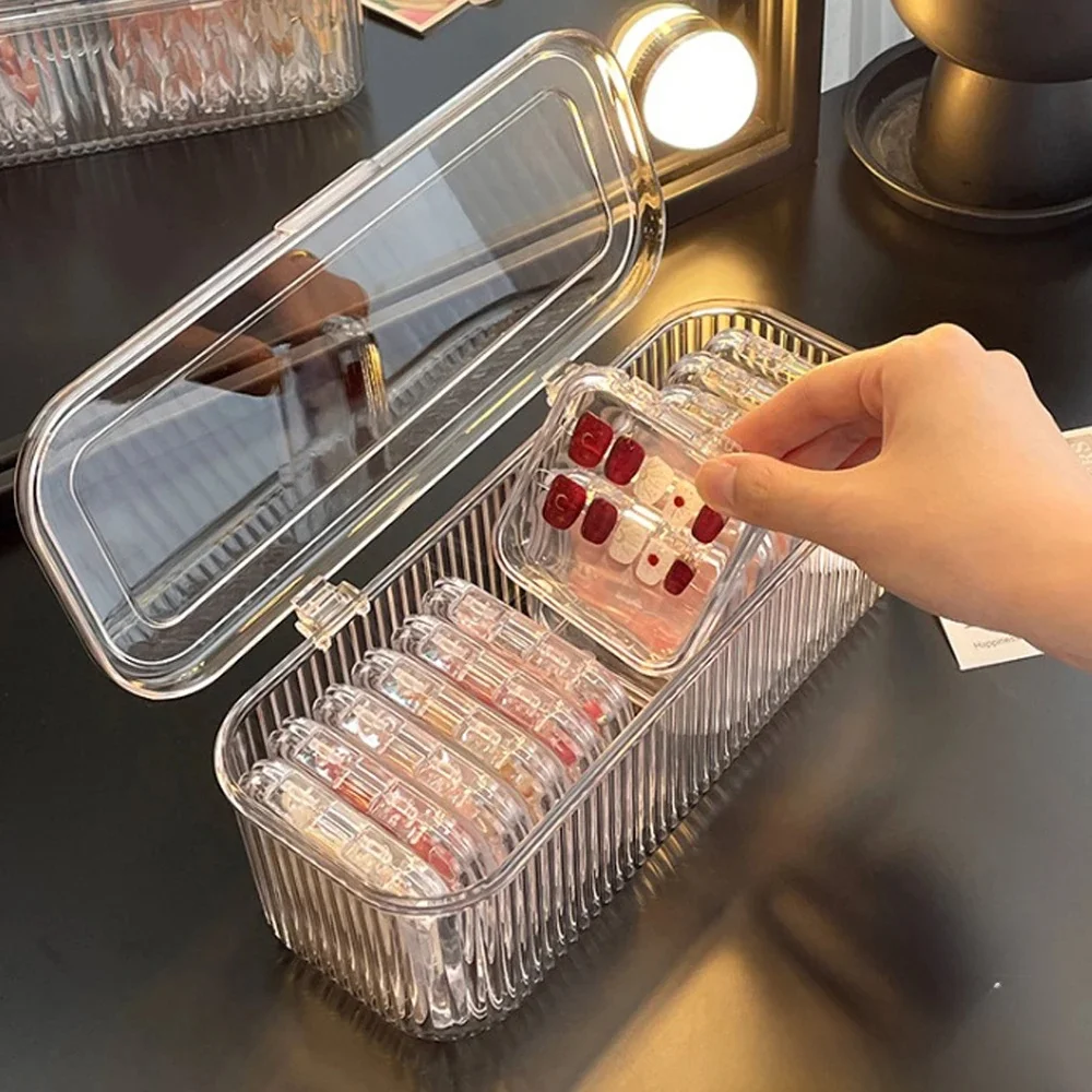 Boîte de rangement transparente en acrylique pour faux ongles, 10 pièces, organisateur de voyage anti-poussière pour Salon, emballage et affichage des faux ongles