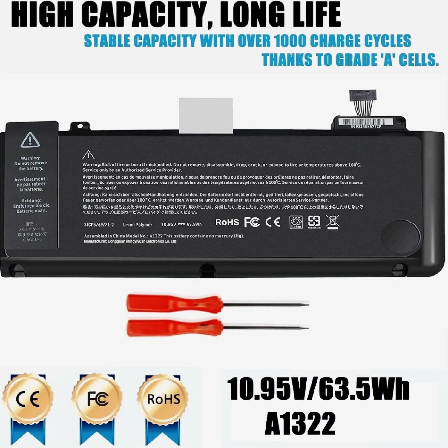 New A1322 Battery For Apple MacBook Pro 13 A1278 Mid 2009 2010 2011 2012 Battery Replacement High Capacity Fast Shipping