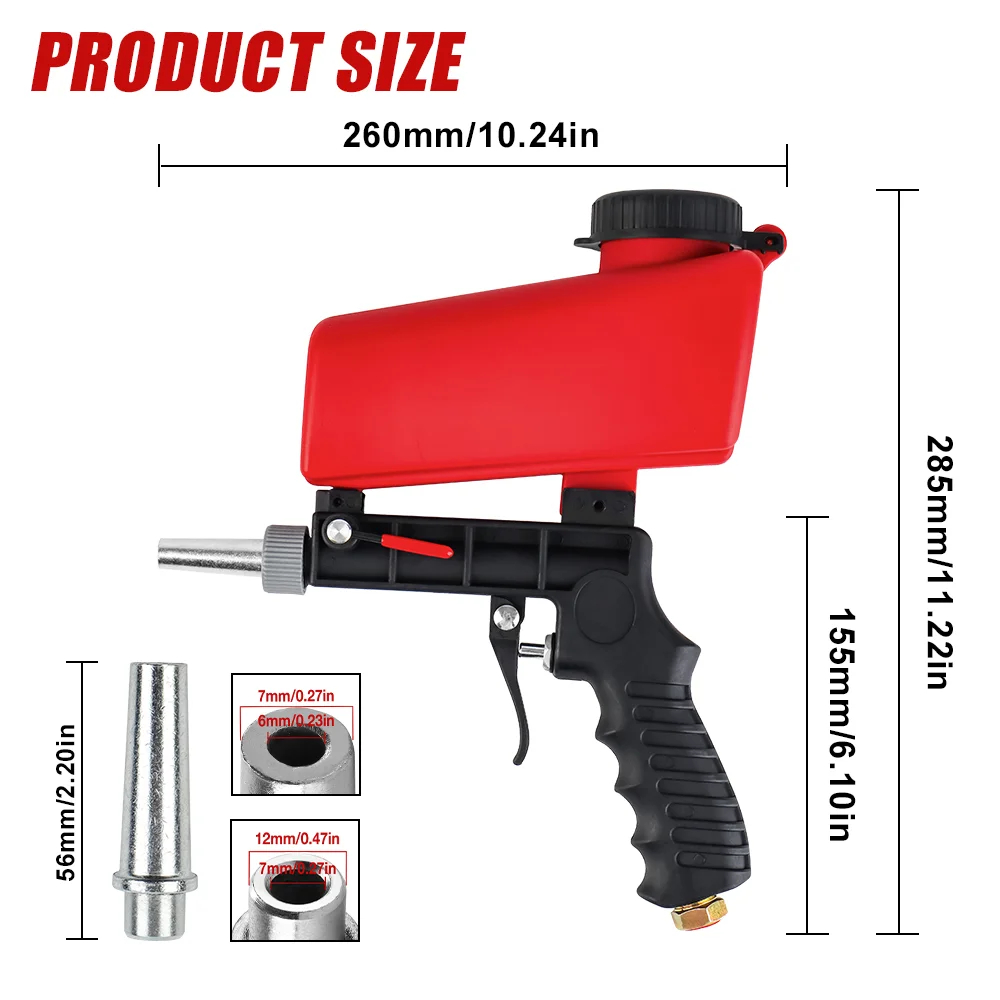 Adjustable Sandblasting Gun 90psi Portable Home Sandblasting Machine Gravity Pneumatic Small Handheld Blasting Gun Set Air Tool