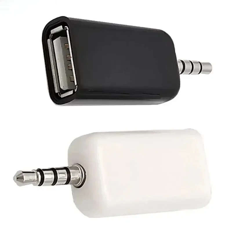 Car Aux USB A Female To DC3.5mm Male USB Drive To Connect CD Player Audio Car Audio Head USB AF/DC3.5mm MP5 Adapter Black/Whit