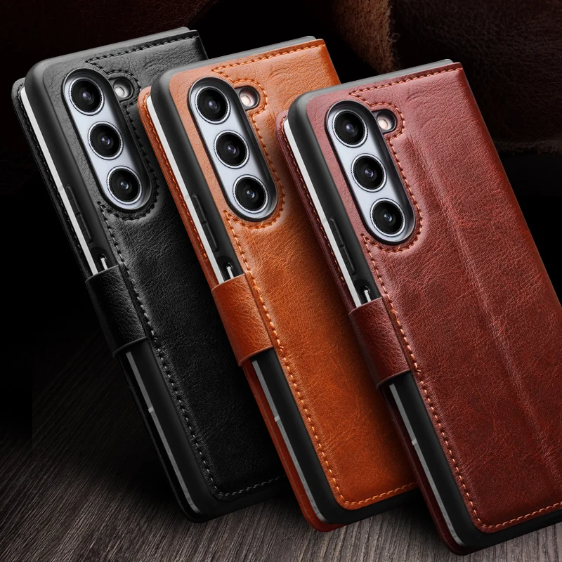 QIALINO Premium Genuine Leather Case for Samsung Galaxy Z Fold5 Card Slot Wallet Cover For Samsung Galaxy Z Fold 5 5G Case