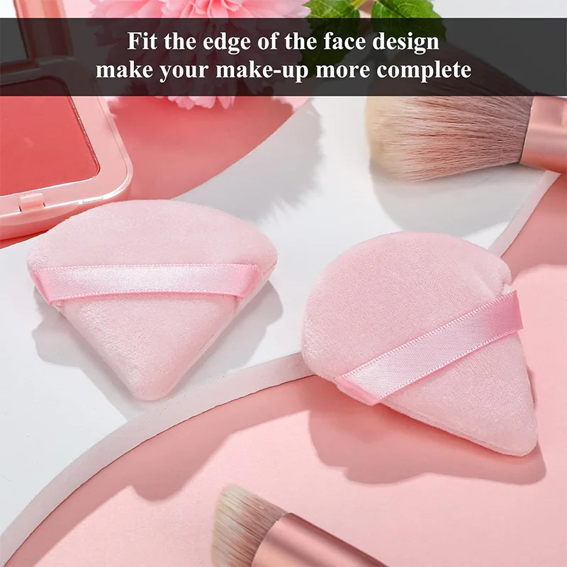 Soffio per cipria triangolare, 100% cotone, dimensioni compatte, applicazione trucco liscio, risparmio polvere, per bellezza e cosmetici